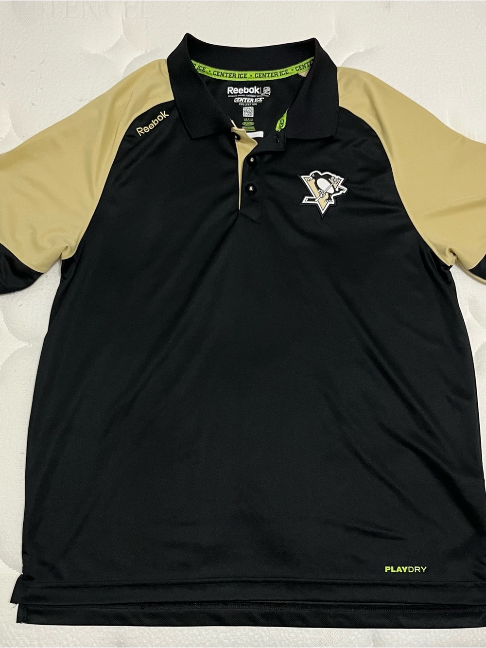 Reebok Men’s Black & Gold Pittsburgh Penguins Polo Shirt
